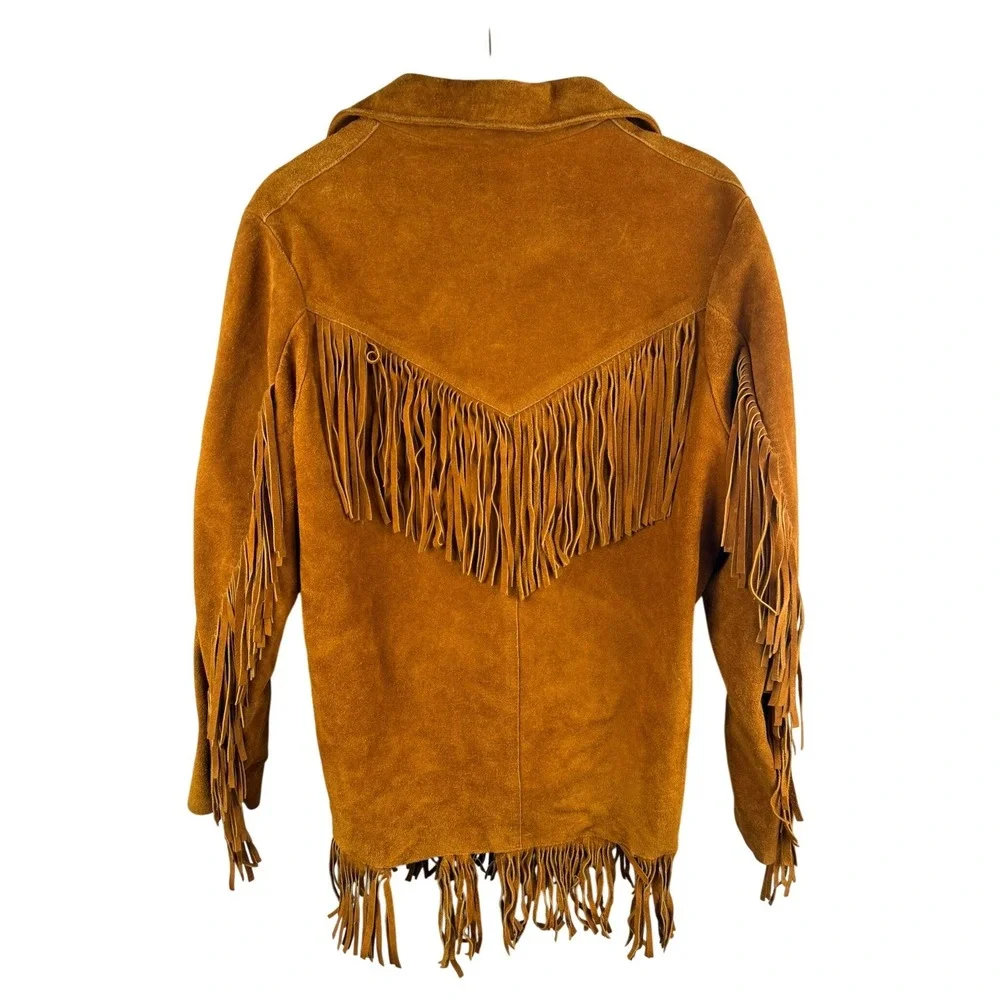 Vintage Johnny Miller Suede Fringe Jacket Mens 40 Brown Western Cowboy Mexico